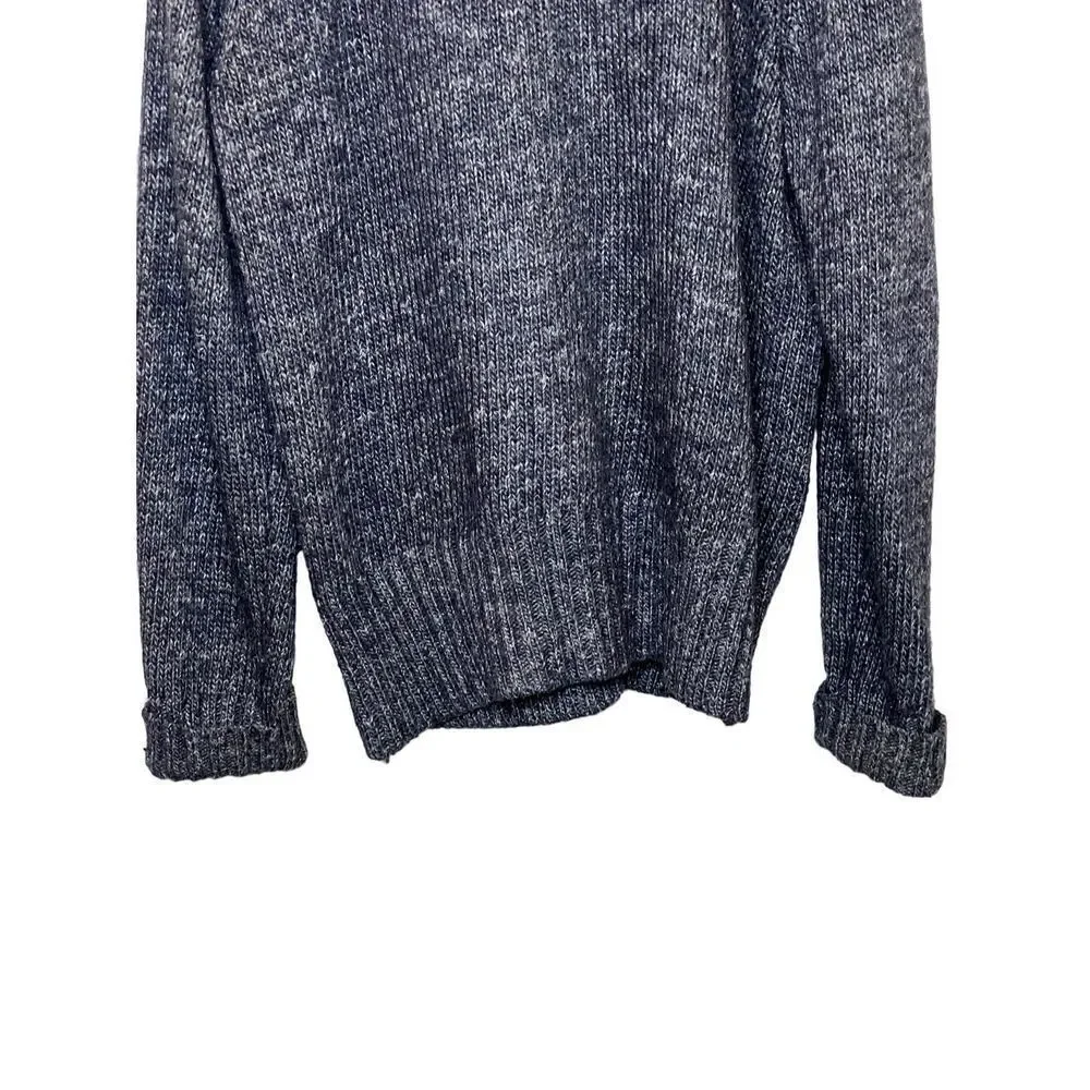 Banana Republic heritage charcoal gray button up chunky baseball sweater size L